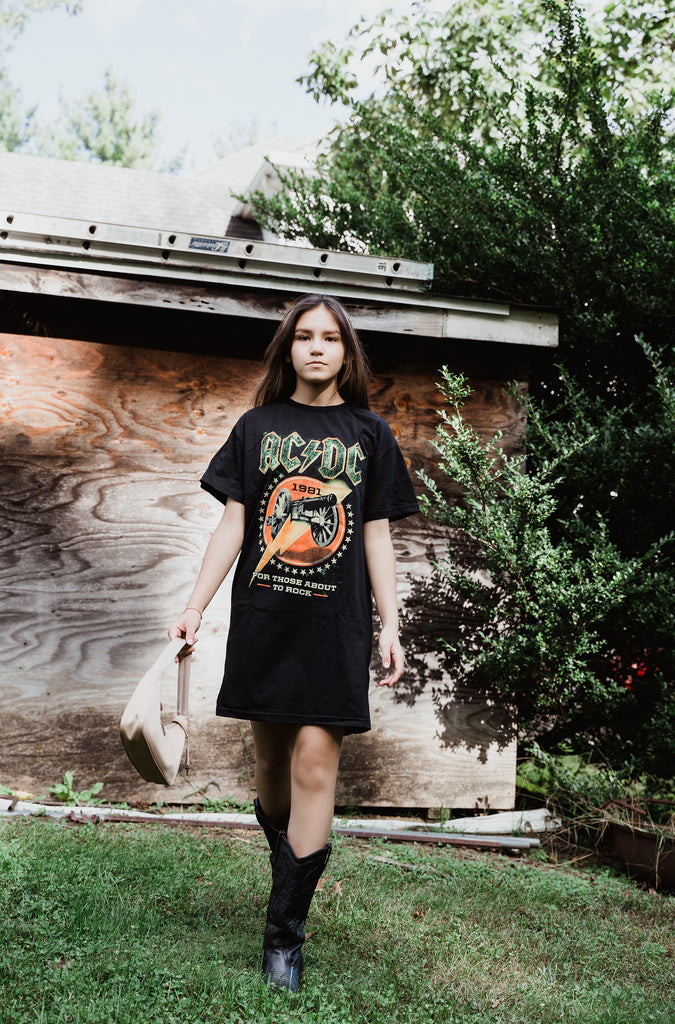 acdc t shirt dress AC/DC Ladies T-Shirt Dress: Highway To Hell Circle