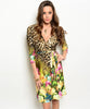 Leopard Floral Wrap Dress