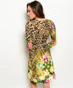 Leopard Floral Wrap Dress