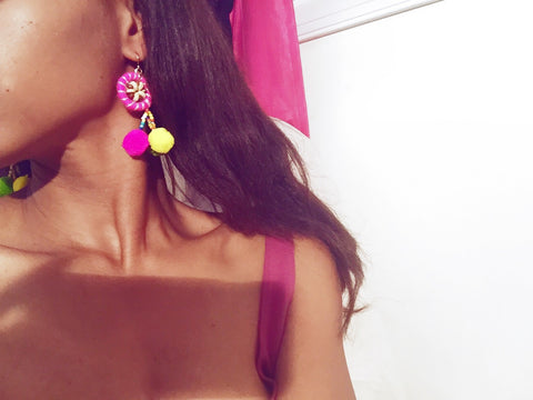 Pom Beaded Earrings